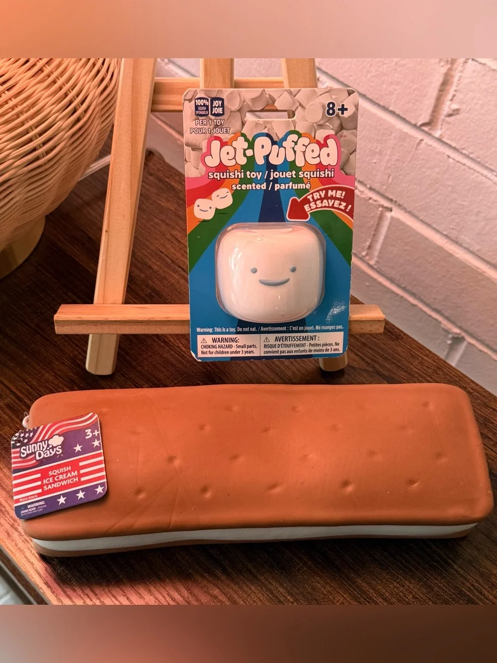 Jumbo Ice Cream Sandwich + Jet-Puffed Marshmallow Squishy 2pc Set